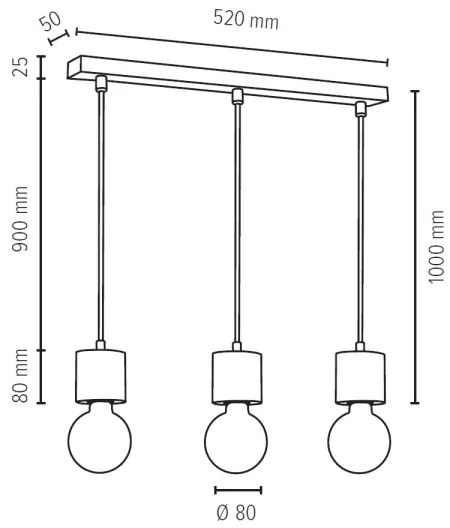 Spot-Light 71689304 - Lampadario a sospensione con filo PINO 3xE27/60W/230V