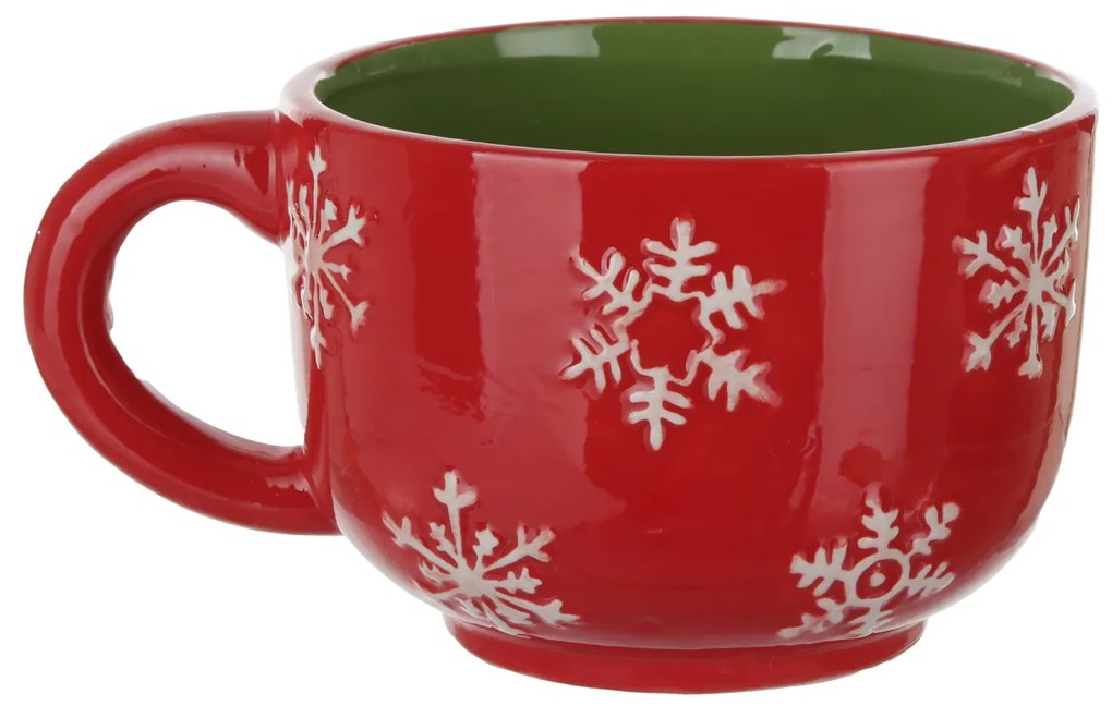 Tazza natalizia con fiocchi neve 1 L in ceramica