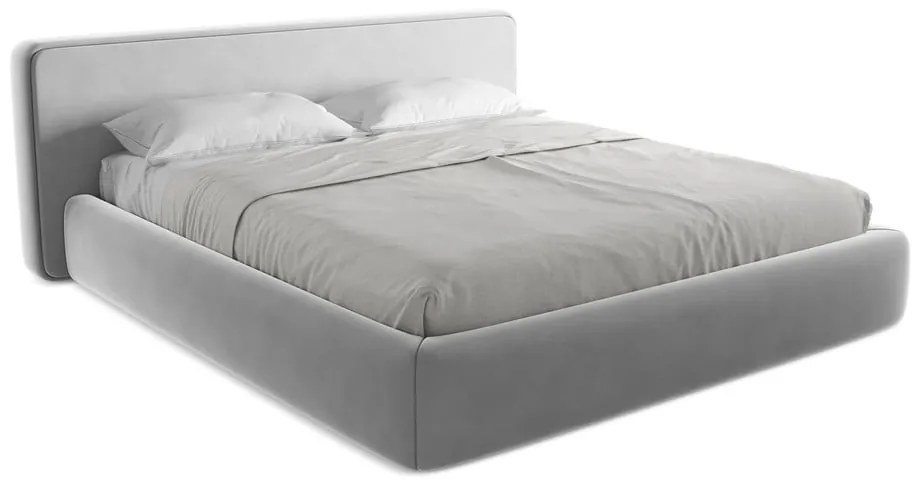 Letto matrimoniale imbottito grigio con contenitore con griglia 180x200 cm Kiana - Makamii