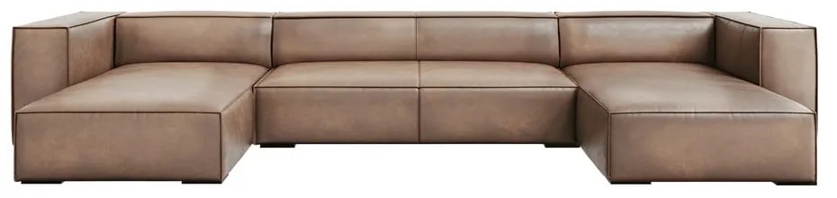 Divano angolare in pelle marrone chiaro (a U) Madame - Windsor &amp; Co Sofas
