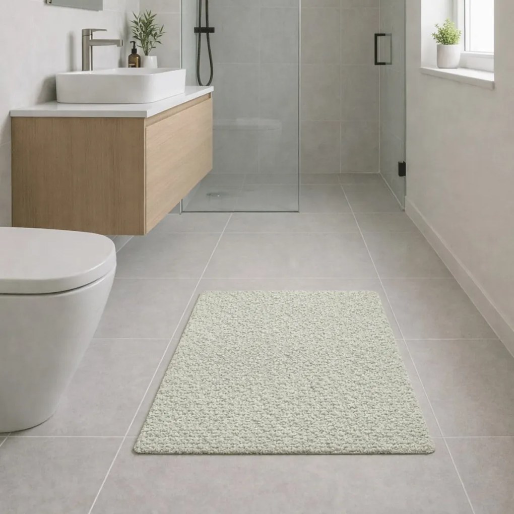 Tappeto Bagno Antiscivolo in Poliestere Serie Bath Tufting Bianco personalizzabile con stampa