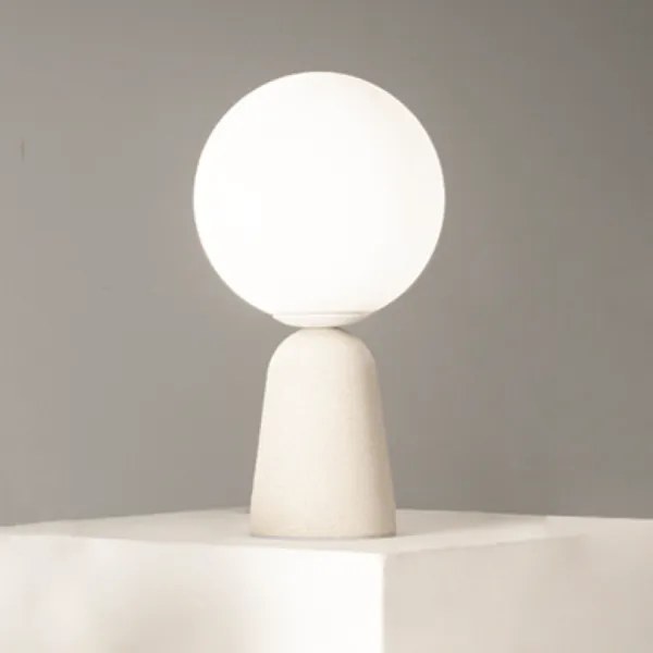 Lumetto da tavolo ROCK in cemento Bianco e vetro satinato 15x30 cm