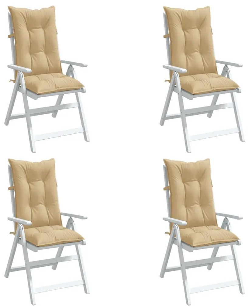 Cuscini Sedia Schiena Alta 4 Beige Mélange 120x50x7 Tessuto /