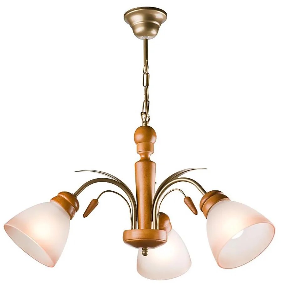 Lampadario a catena TULIPAN 3xE27/60W/230V faggio