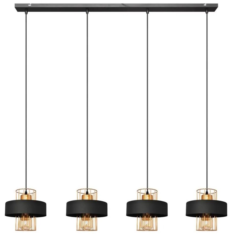 Lampadario a sospensione con filo VOLTA 4xE27/15W/230V nero/oro