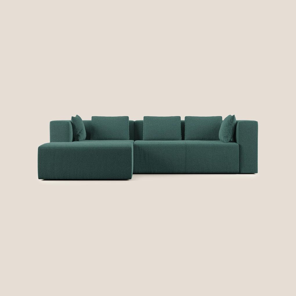 Nettuno divano angolare componibile in morbido tessuto bouclè T07 verde destro