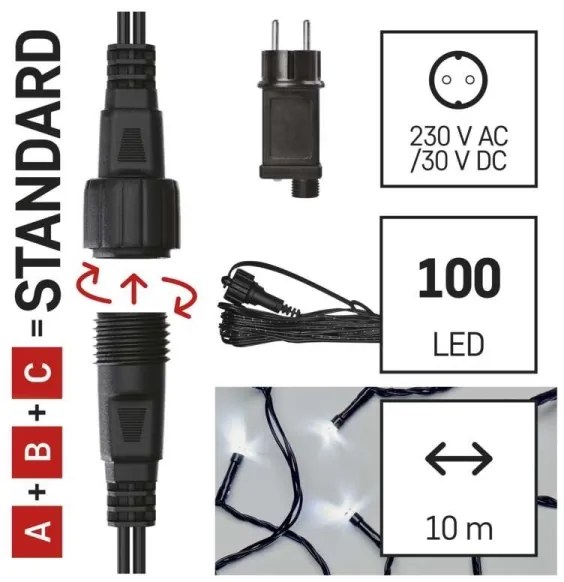 Catena luminosa LED per esterni 100xLED/15m IP44 bianco freddo