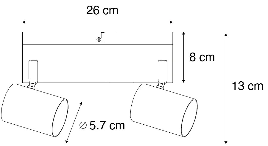 Plafoniera moderna bronzo 2 luci orientabile rettangolare - Jeana