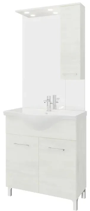 Mobile sottolavabo e lavabo con sifone Symoa per vasca centrale legno bianco in truciolare L 75 x H 81.5 x P 50.5 cm, 2 ante