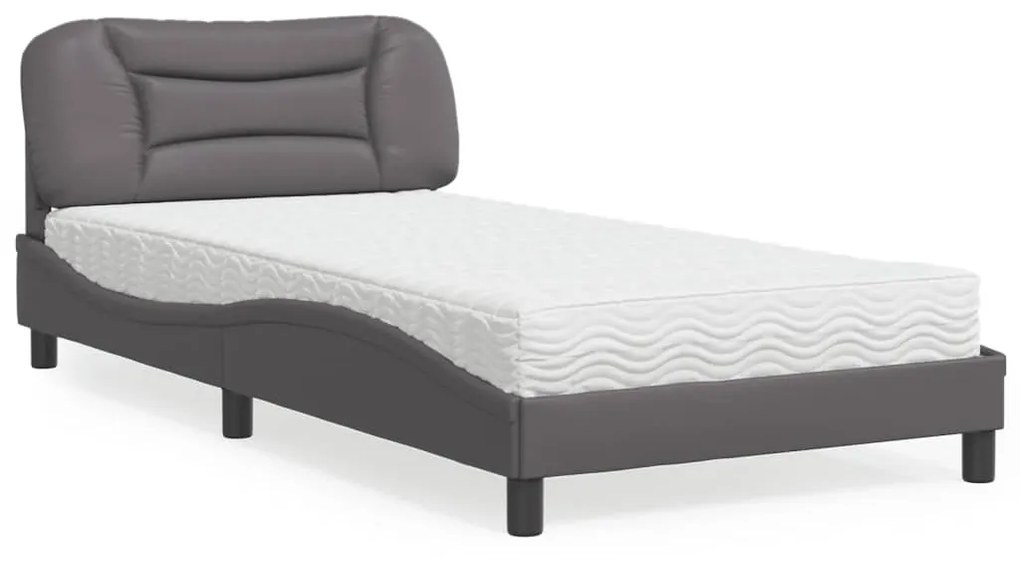 Letto materasso grigio 100x200 cm in similpelle