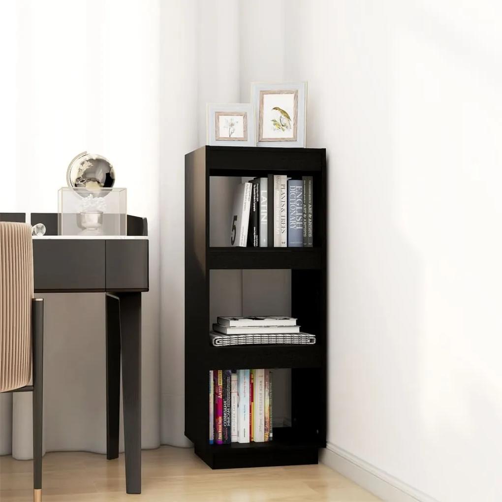 Libreria/divisorio nero 40x35x103 cm in legno massello di pino