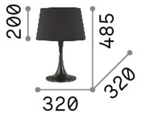 Lampada Da Scrivania-Ufficio Moderna London Metallo Nero 1 Luce E27 Big