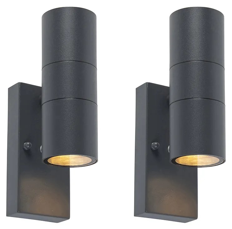 Set di 2 lampade da parete per esterni grigio scuro 2 luci sensore crepuscolare - Duo