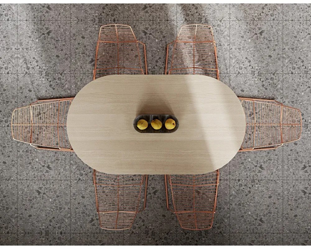 Tavolo da pranzo con piano in rovere decorato in colore naturale 100x180 cm Lago - TemaHome