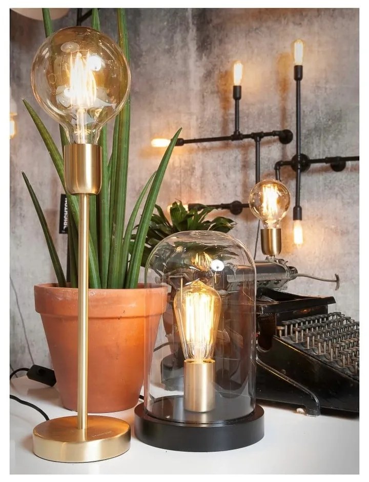 Lampada da tavolo nera con paralume in vetro (altezza 30 cm) Seattle - it's about RoMi