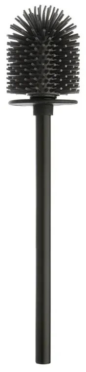 Scopino di ricambio per wc con setole in silicone e manico nero in acciaio