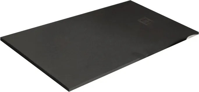 Piatto doccia in resina Strato nero L 120 x L 80 x H 2.5 cm opaco effetto pietra