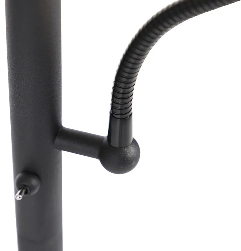 Lampada da terra classica nera con oro e luce di lettura - Retro