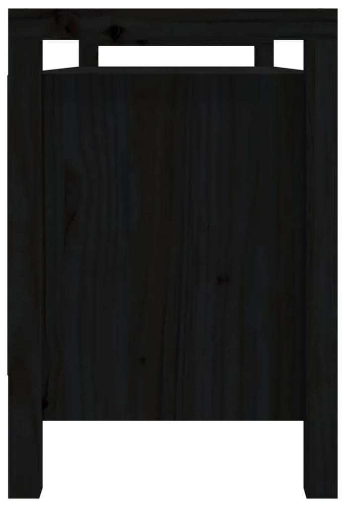 Panca da Ingresso Nero 110x40x60 cm in Legno Massello di Pino