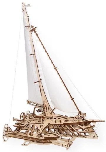 Ugears - Puzzle meccanico in legno 3D Barca a vela Merihobus trimarano