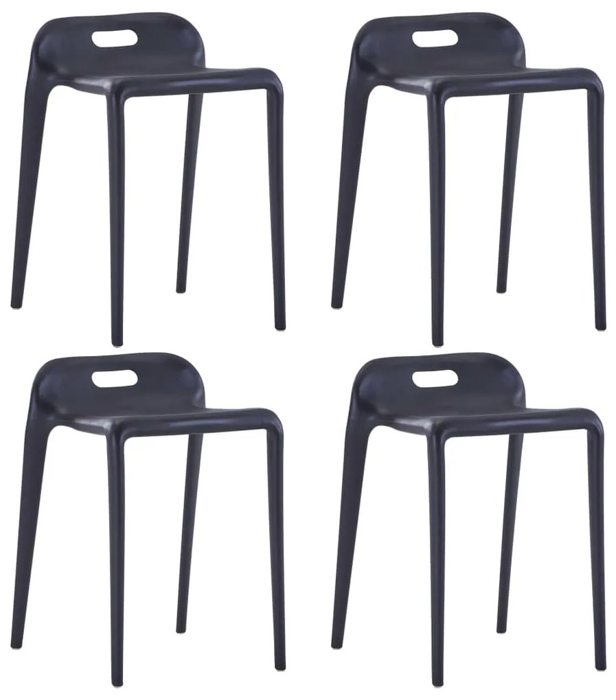 Sgabelli Impilabili 4 Pz Neri İn Plastica /