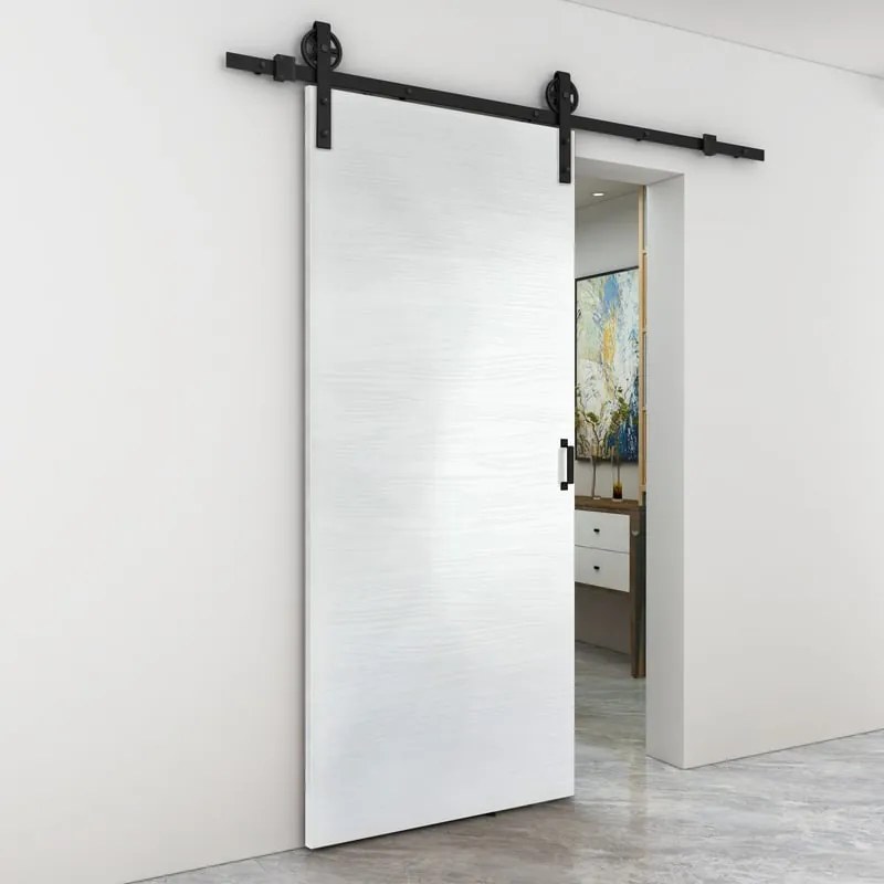 Porta scorrevole reversibile Milk in mdf bianco, L 92.5 x H 211.5 cm, con binario Rodeo