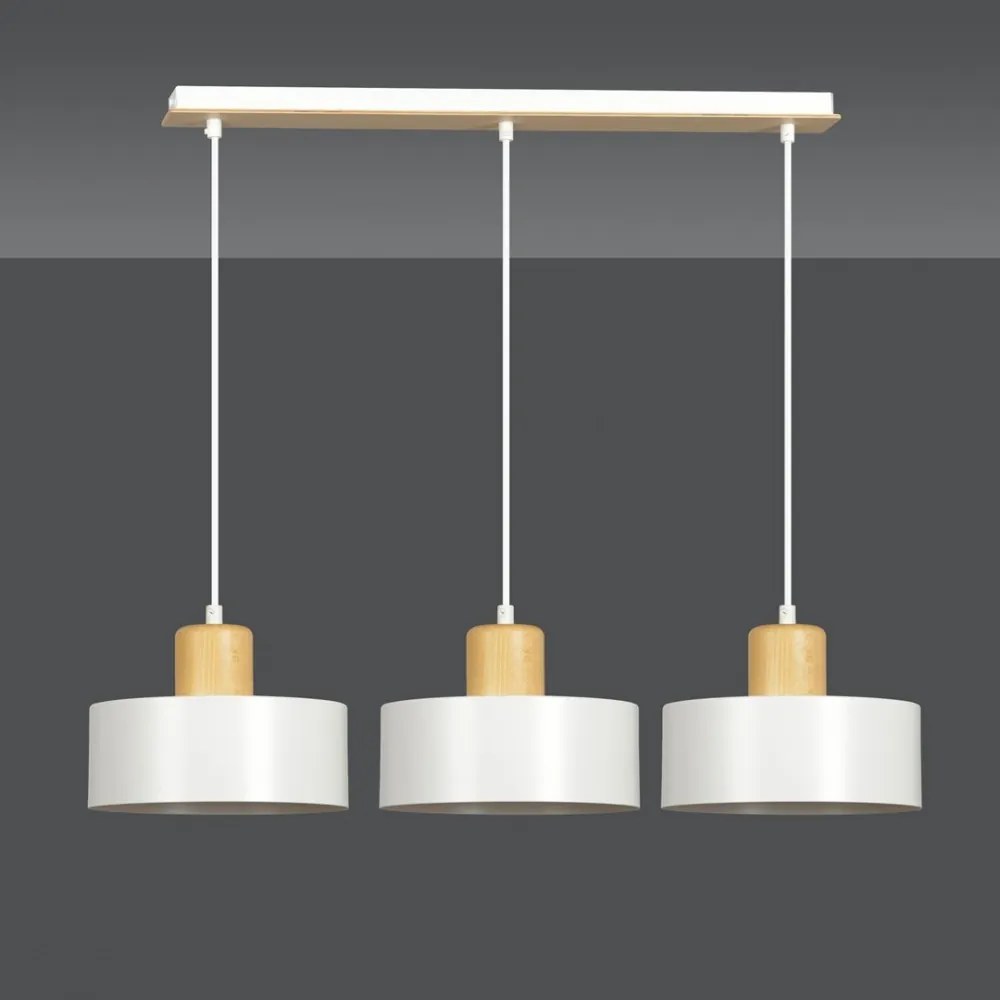 Lampadario a Sospensione in Acciaio e Legno TORIN 3 Nero 3xE27 Colore del corpo Bianco