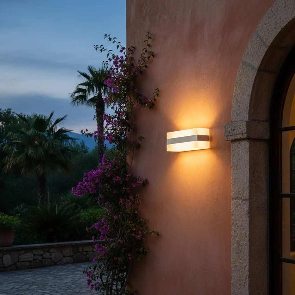 Applique 2xE27 per esterni a Luce Diffusa IP65 Grigia - Serie Glow