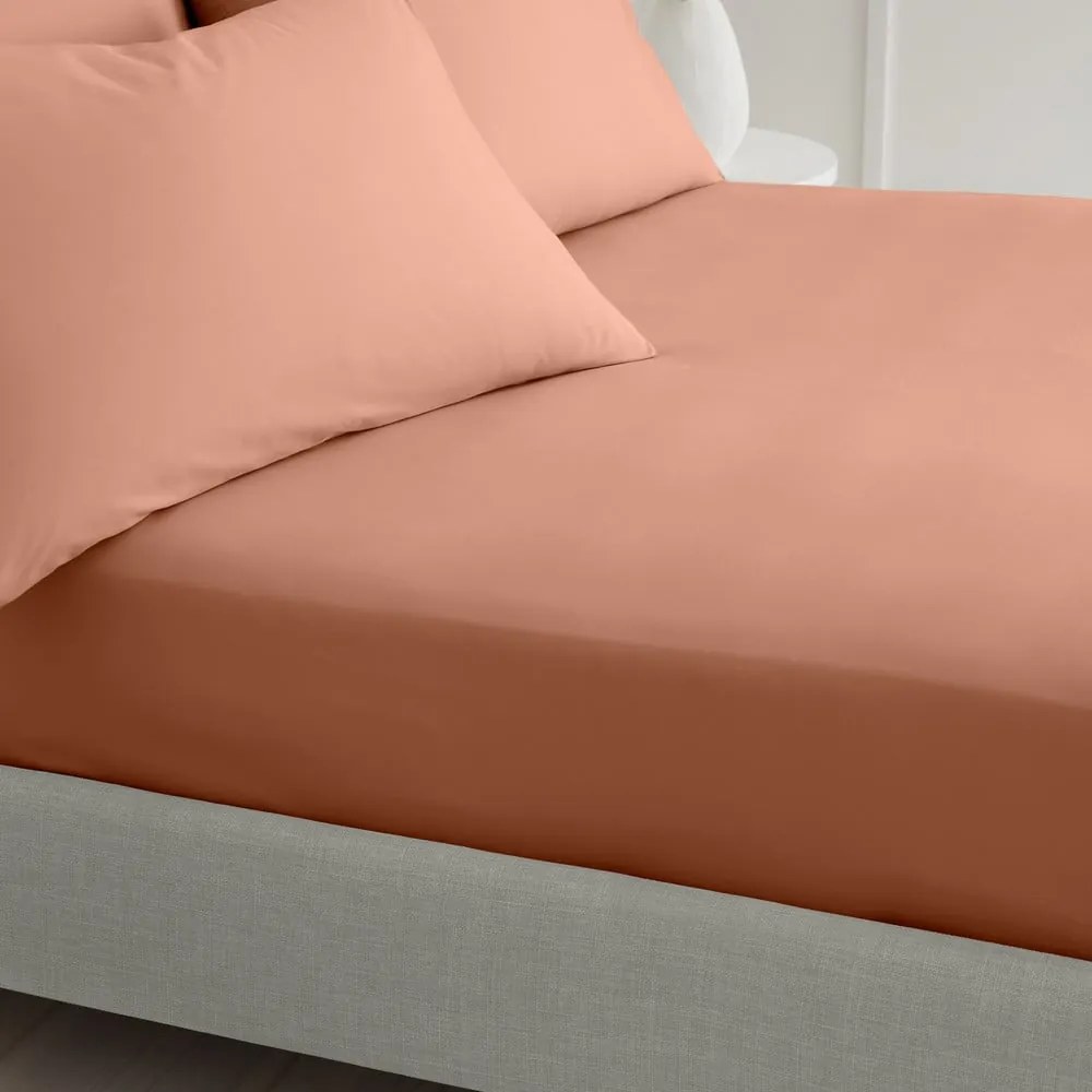 Lenzuolo con angoli color terracotta in percalle di cotone 90x190 cm Cotton Percale – Bianca