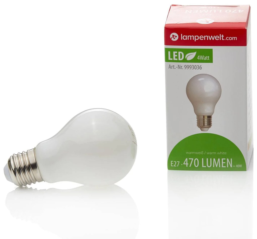 Lindby E27 4W lampadina LED, 470 lm, 2.700K opale