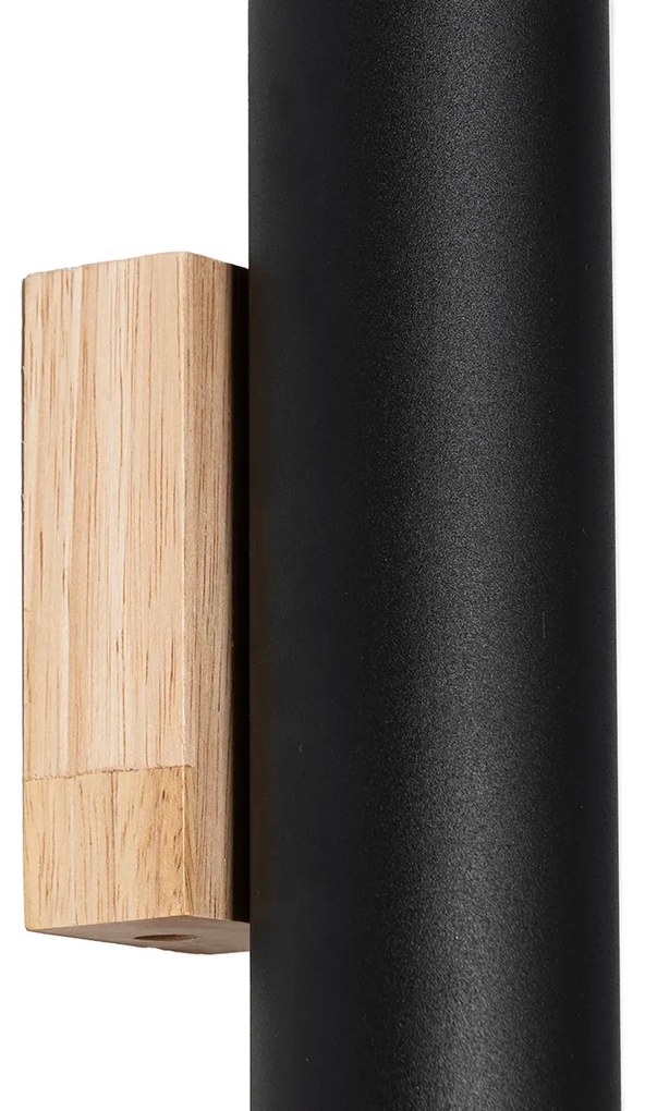 Applique moderna nera con legno 2 luci - Jeana