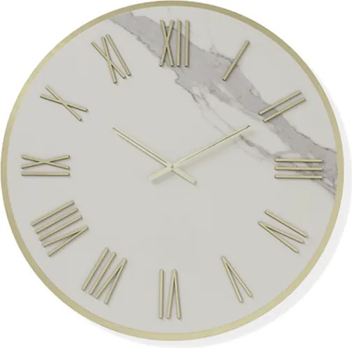 Orologio rotondo D60 cm ANSEL in kerlite Bianco con dettagli Oro