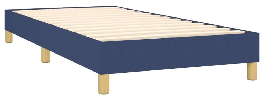 Letto a molle con materasso e led blu 90x200 cm in tessuto