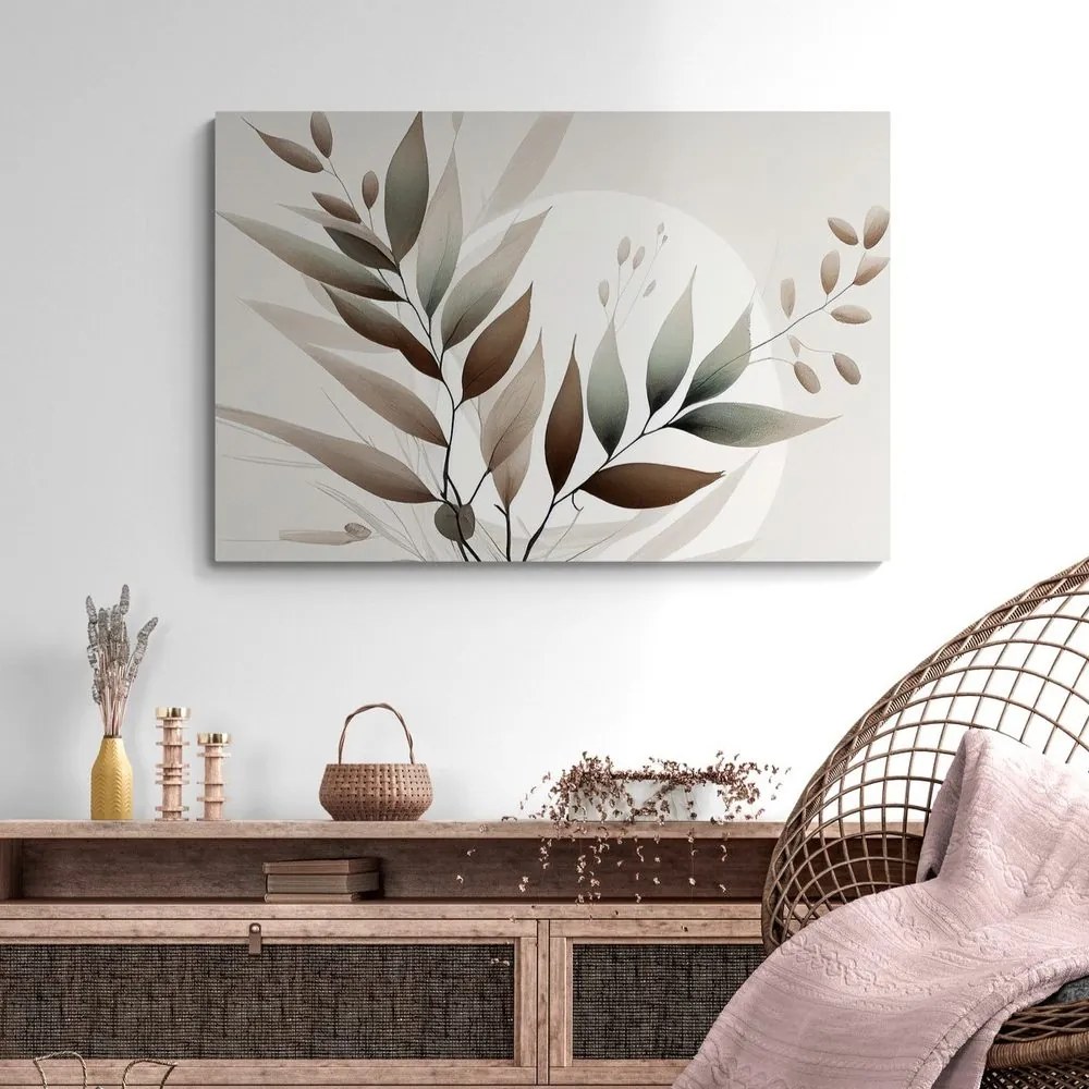 Stampa su tela – Foglie minimaliste in design boho