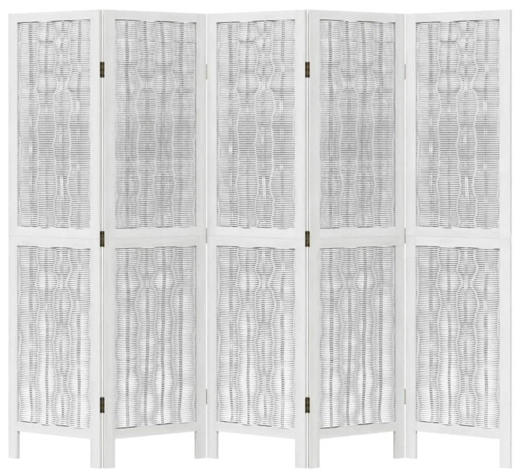 Divisorio ambienti 5pannelli bianco legno massello di paulownia