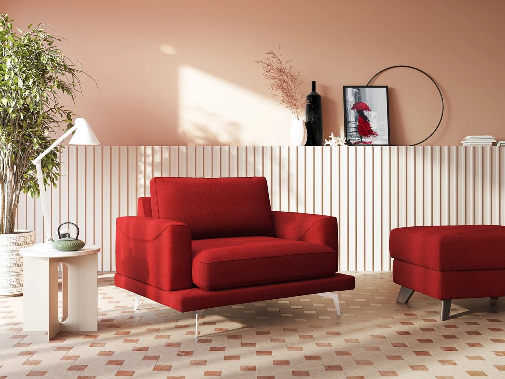 Dorian poltrona moderna in tessuto smacchiabile T05 rosso