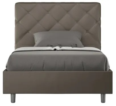 Letto con rete imbottito 120x210 similpelle cappuccino Priya