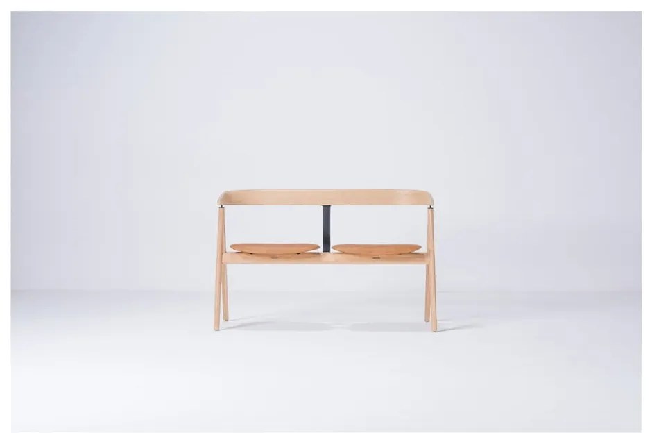 Panca in legno di quercia con seduta in pelle Ava - Gazzda