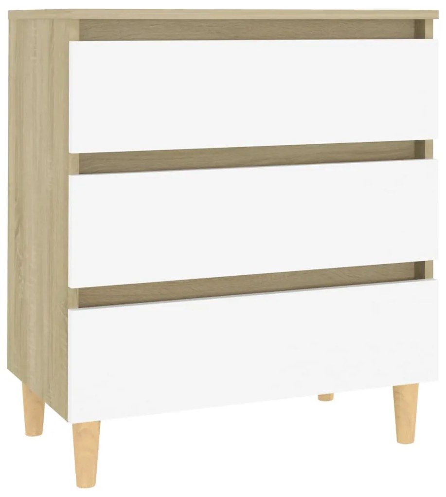 Credenza Bianca e Rovere Sonoma 60x35x69cm in Legno Multistrato