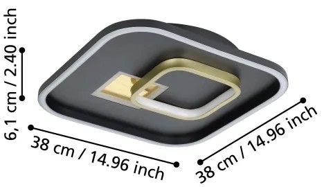 Eglo 901245 - Plafoniera LED TIRIOLO LED/16,2W/230V+1xLED/9,2W nero/oro