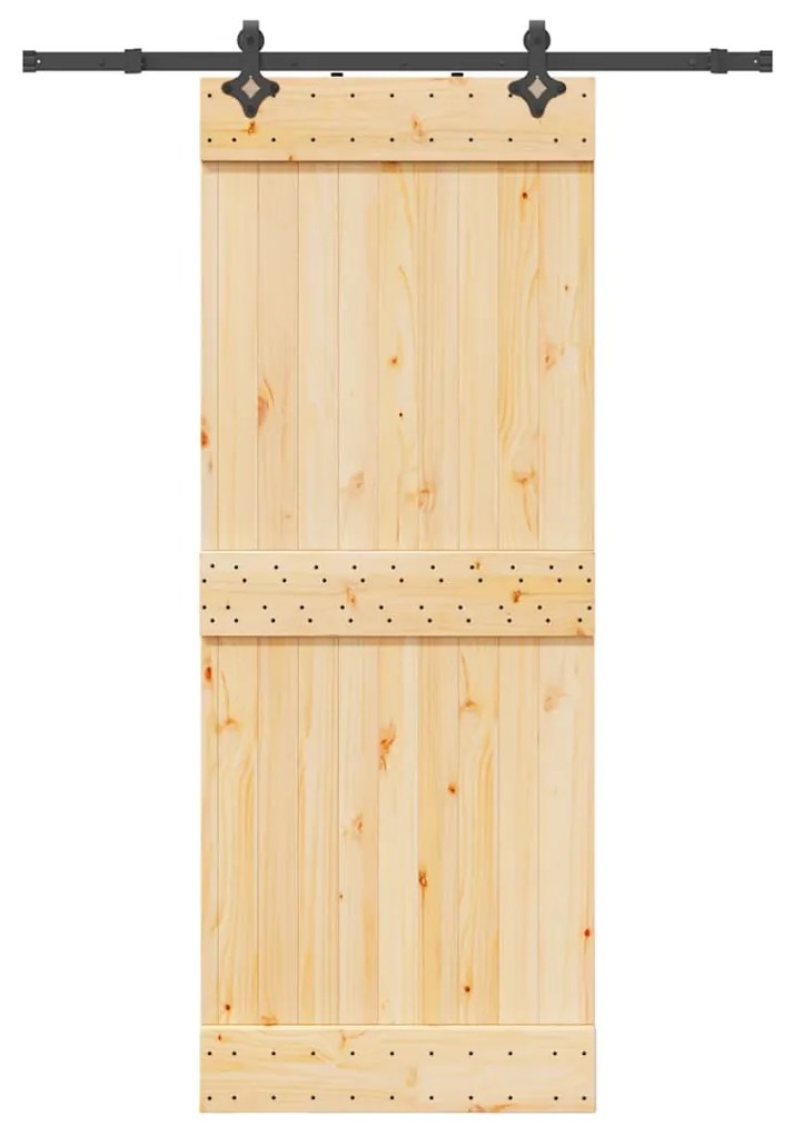 Porta Scorrevole Con Set Hardware 80x210 Cm Legno Massello Pino /