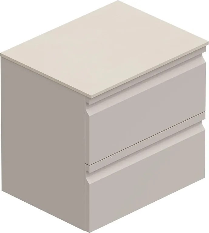 Mobile da bagno sospeso Pull con top gres bianco Creta L60 H56 P46,5 cm taupe