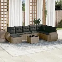 Set Divano da Giardino 9 pz con Cuscini Grigio in Polyrattan 3254107