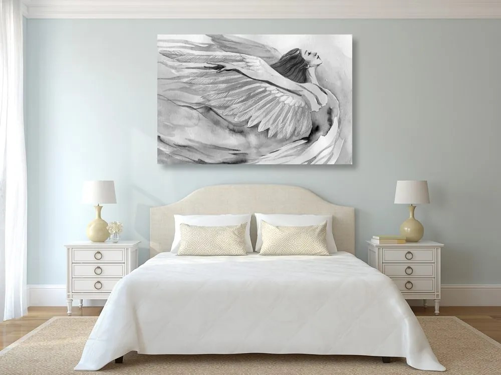 Quadro su tela – Angelo libero in bianco e nero