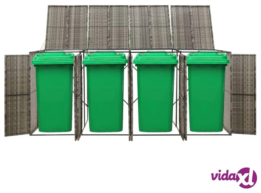 vidaXL Copribidone Quadruplo Grigio 274x80x117 cm in Polyrattan