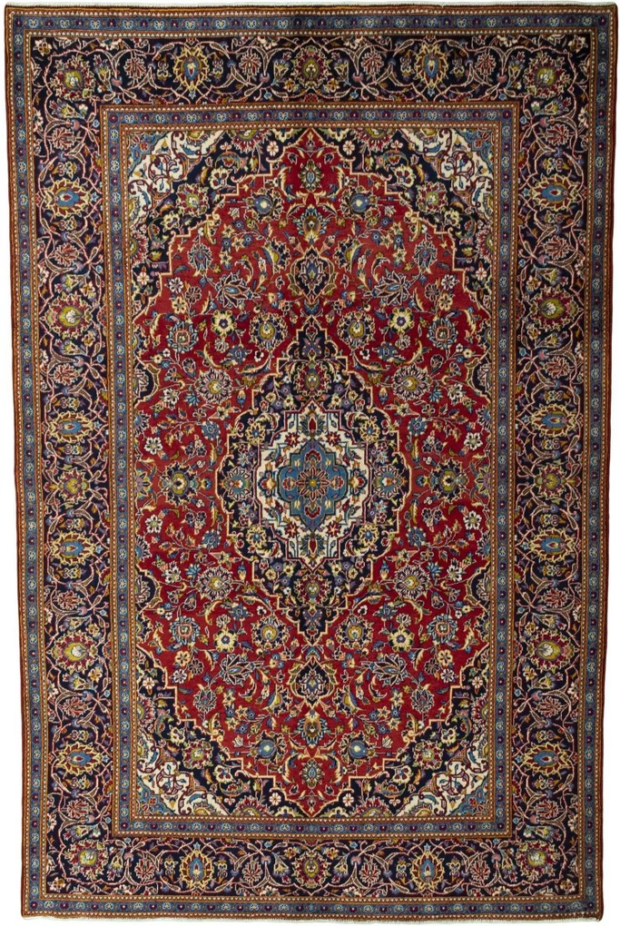 Kashan Tappeto 300x200 Rosso (Iran) Annodato A Mano