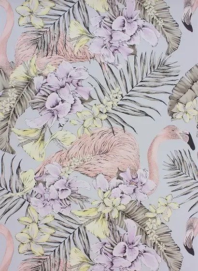Matthew Williamson Carta da parati Club - Matt Silver/ Lilac/ Lemon