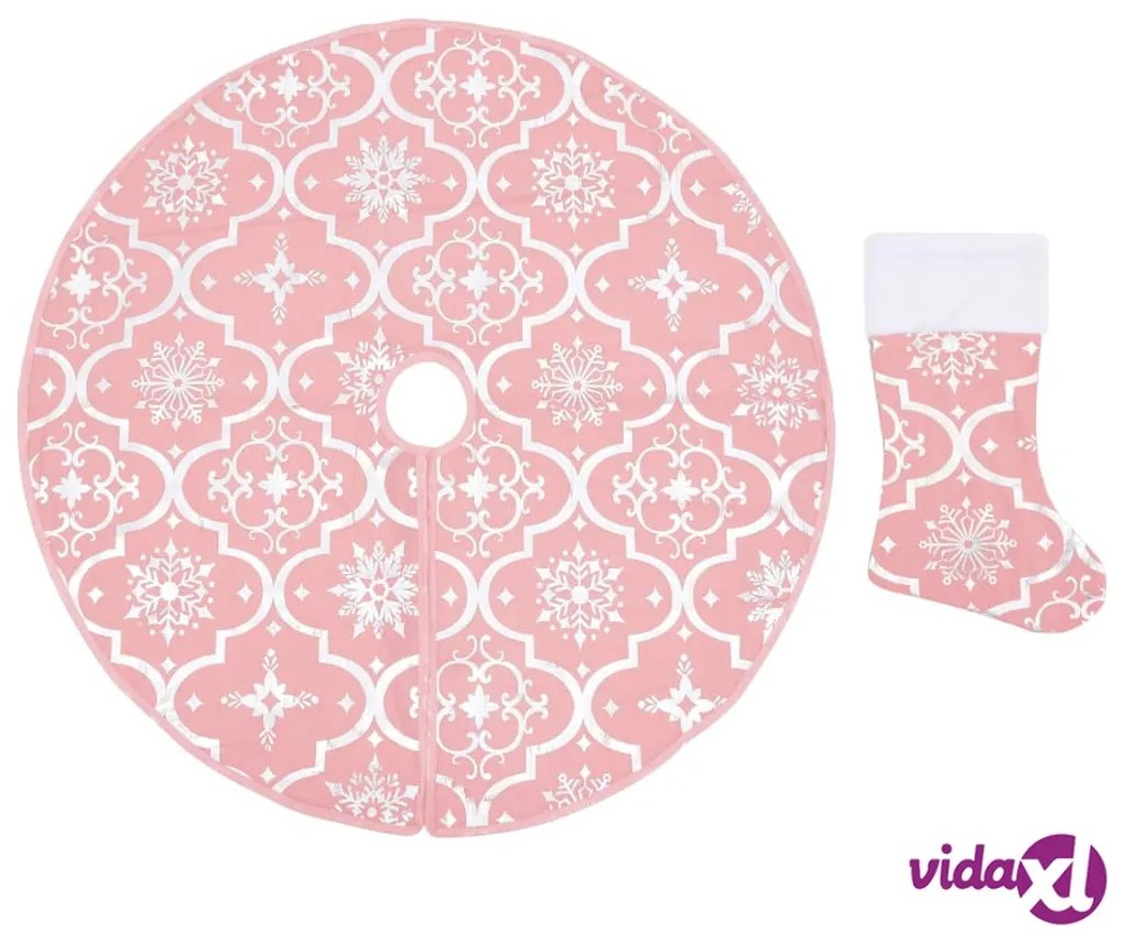vidaXL Gonna Albero Natale Raffinata con Calza Rosa Tessuto 122 cm