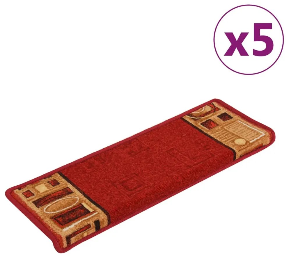 Tappetini Per Scale Autoadesivi 5pz 65x21x4 Cm Rossi /