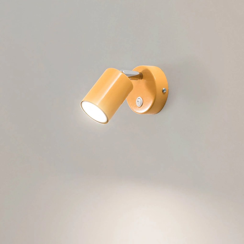 Faretto da parete Fun, giallo, altezza 14 cm, regolabile, GU10 Fun Luminex, Giallo / Arancione, Soggiorno / Sala da pranzo, Metallo, Moderno, Faretto alogeno